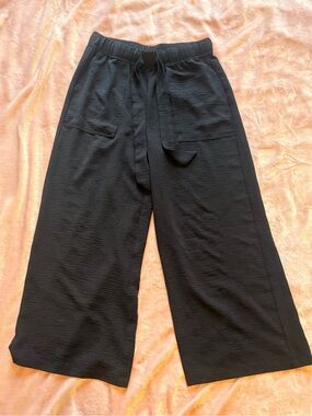 RACHEL Rachel Roy Black Wide-Leg Pull-On Pants